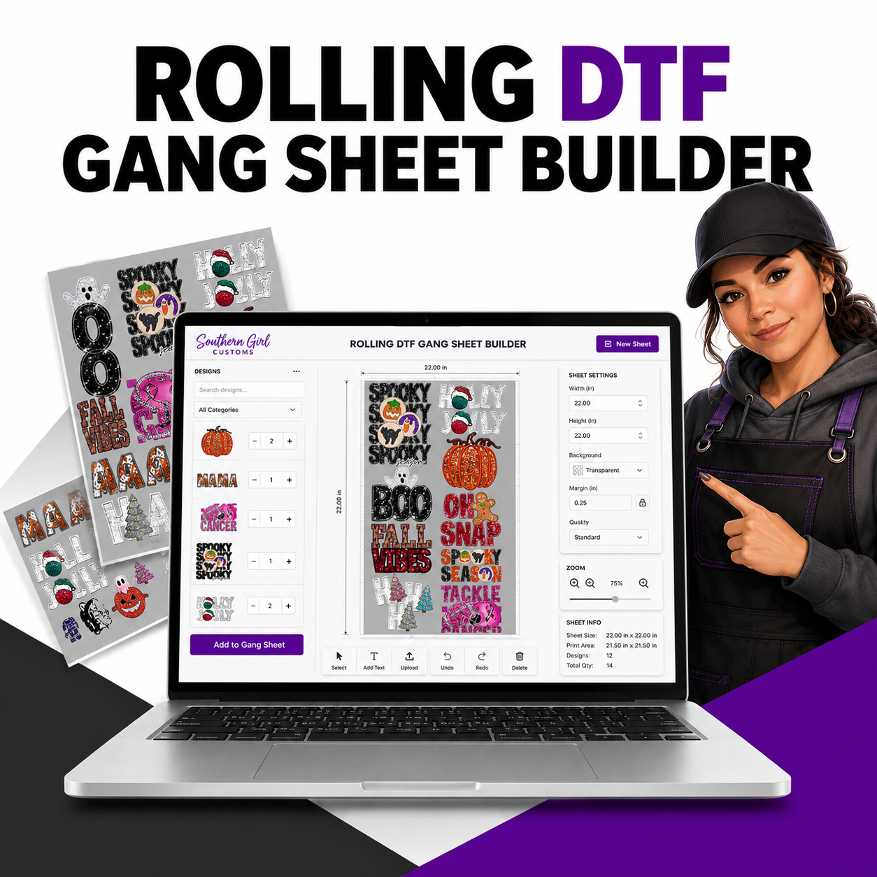 Rolling DTF Gang Sheet Builder