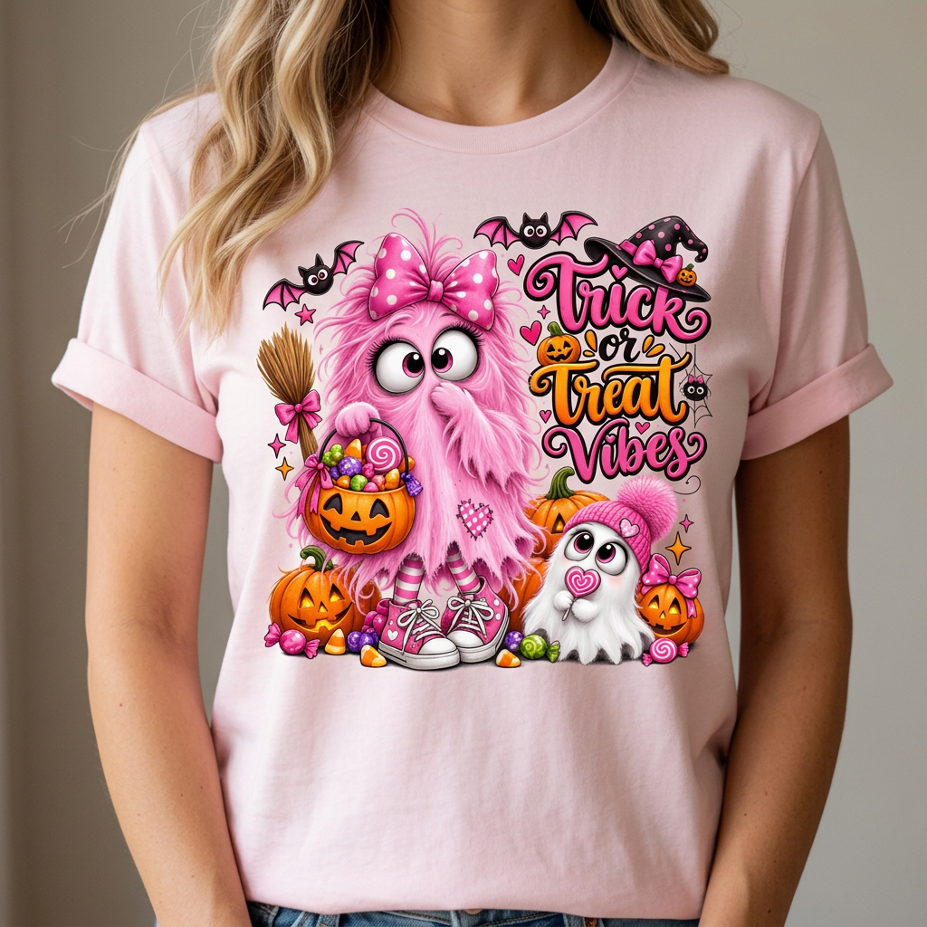 Halloween Tee-Pink Monster