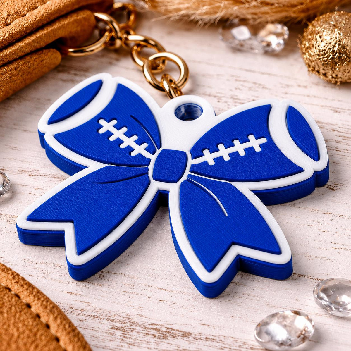 personalized 3D printed- Football Bow Keychain