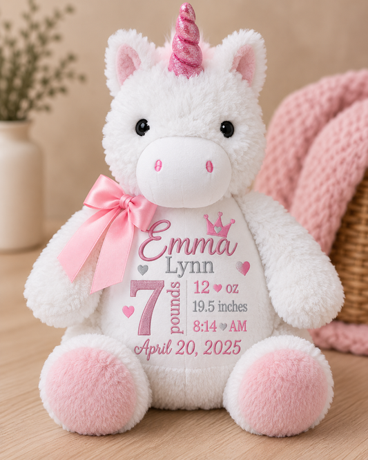 Personalized Keepsake Plush with Full Birth Stats