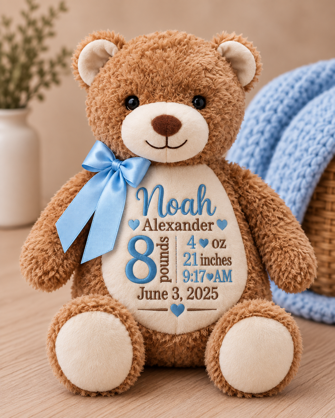 Personalized Keepsake Plush with Full Birth Stats