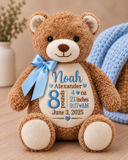 Personalized Keepsake Plush with Full Birth Stats