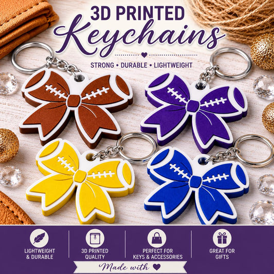personalized 3D printed- Football Bow Keychain