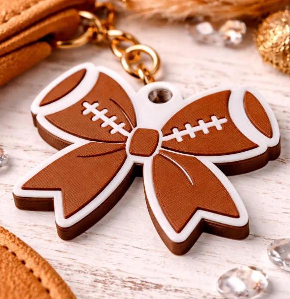 personalized 3D printed- Football Bow Keychain